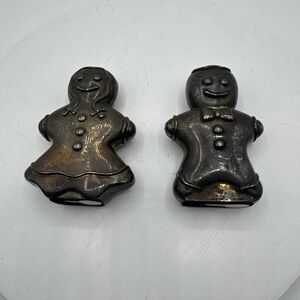 Vintage Gingerbread Man/Woman Metal Figurines Salt and Pepper